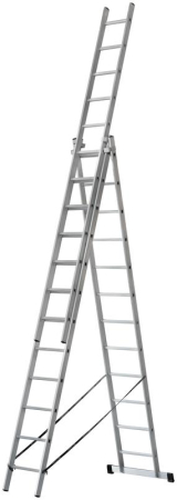 Лестница трехсекционная 3х12 H=343/594/841см 17.83кг усиленная алюм. FIT 65438