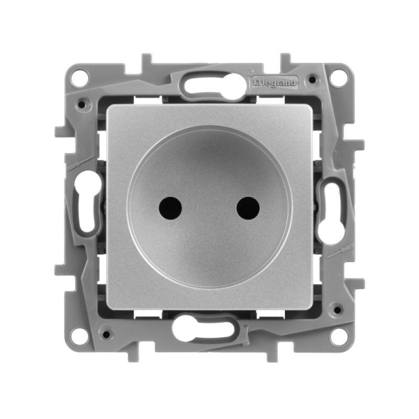 Розетка 1-м СП Etika 16А IP31 250В 2P без заземл. защ. шторки немецк. стандарт винтов. клеммы механизм алюм. IEK 672434