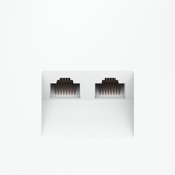 Розетка компьютерная 2-м СП S70 RJ45 + RJ45 кат.6 механизм бел. матов. Voltum VLS060202