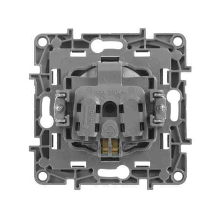 Розетка 1-м СП Etika 16А IP31 250В 2P+E с заземл. защ. шторки немецк. стандарт винтов. клеммы механизм антрацит IEK 672622