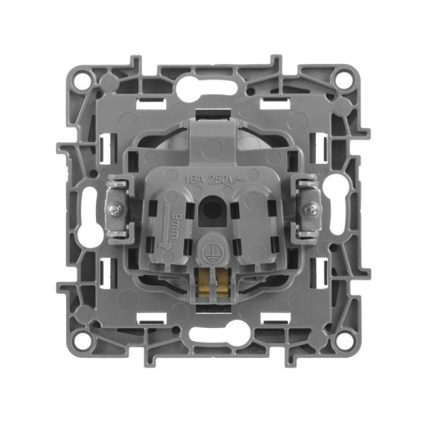 Розетка 1-м СП Etika 16А IP31 250В 2P+E с заземл. защ. шторки немецк. стандарт винтов. клеммы механизм антрацит IEK 672622