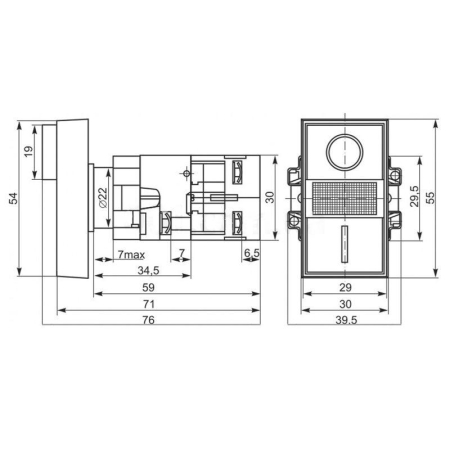 Кнопка LAY5 "I-O" прямоугольная 230 В NO+NC Rexant 36-5541