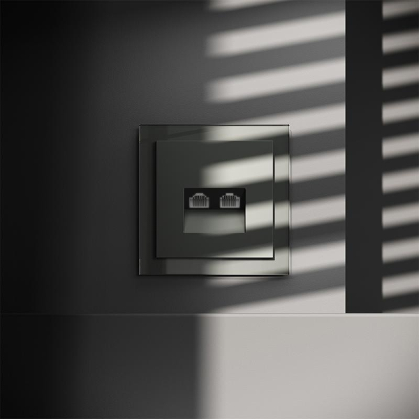 Розетка компьютерная 2-м СП S70 RJ45 + RJ45 кат.6 механизм титан Voltum VLS060206