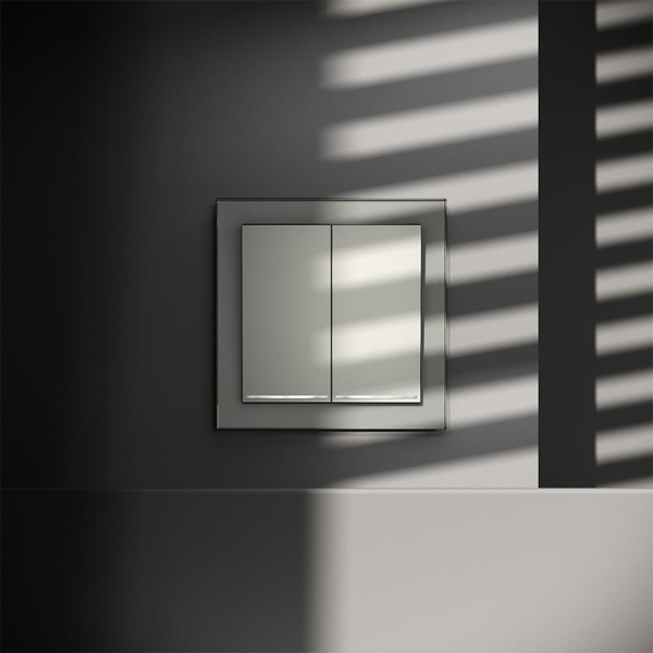 Переключатель проходной 2-кл. СП S70 10А с подсветкой механизм сталь Voltum VLS020405