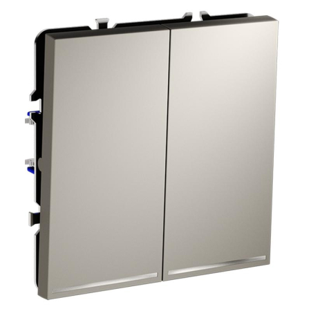 Переключатель проходной 2-кл. СП S70 10А с подсветкой механизм кашемир Voltum VLS020403