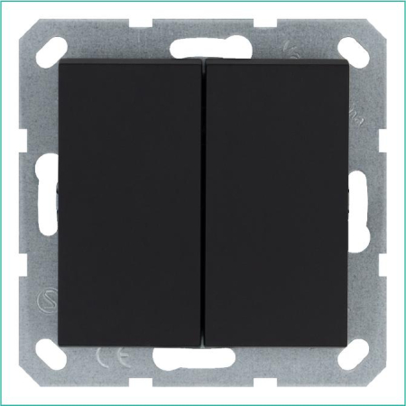 Переключатель проходной 2-кл. 10А IP20 механизм черн. матов. soft touch Jasmart G3022PB