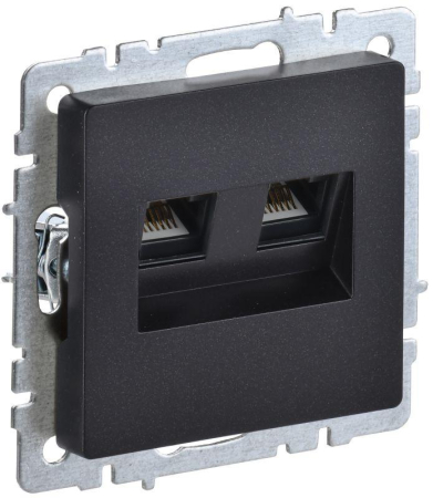 Розетка компьютерная двойн. СП RJ45 кат.5E BRITE РК10-2-БрЧ механизм черн. IEK BR-K20-1-K02