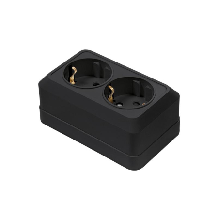 Розетка 2-м BOLLETO с заземл. накладная черн. 7128B IN HOME 4690612061061