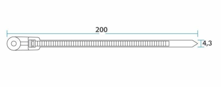 Хомут кабельный 4.3х200 нейл. под винт черн. (уп.100шт) Rexant 07-0205