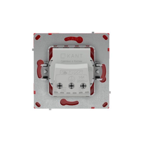 Розетка силовая KANT 2P+E без шторки красн. сатин DKC 7001033
