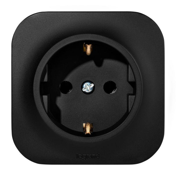 Розетка 1-м ОП Quteo 16А IP20 2P+E с заземл. без защ. шторок черн. матов. IEK 782472