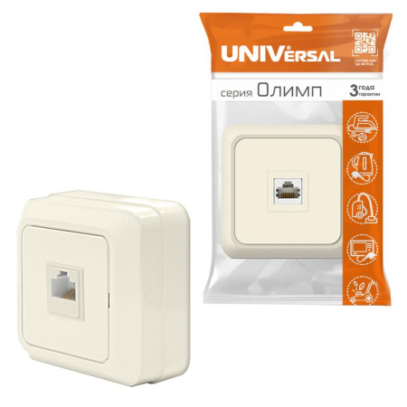 Розетка компьютерная 1-м Олимп сл. кость UNIVersal 1073