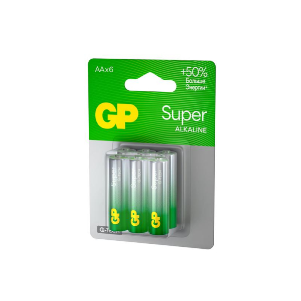Элемент питания алкалиновый AA/LR6 1.5В Super Alkaline G-Tech 15AA21-2CRSBC6 36/720 (блист.6шт) GP 1228