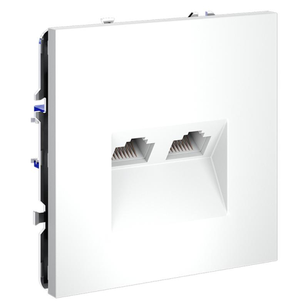 Розетка компьютерная 2-м СП S70 RJ45 + RJ45 кат.6 механизм бел. матов. Voltum VLS060202