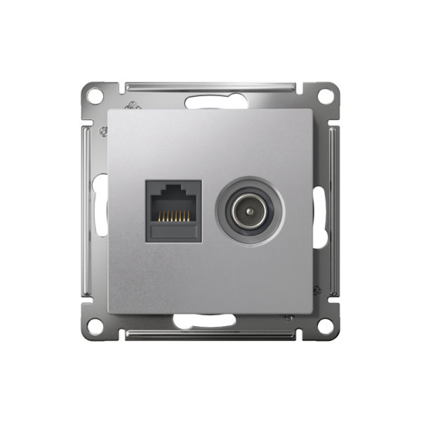 Розетка компьютерная + телевизионная 2-м СП AtlasDesign RJ45 кат.5E + TV механизм алюм. SE ATN000389