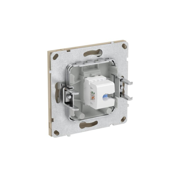 Розетка компьютерная 1-м KANT RJ45 кат.6A без шторки ванильн. марципан DKC 7015673