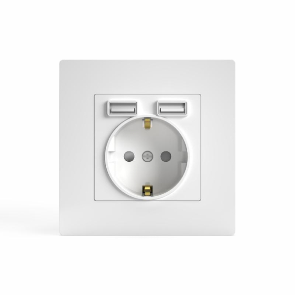 Розетка 1-м СП Pixel IP20 с заземл. с 2-мя заряд. устр. USB тип A+C механизм бел. TOKOV ELECTRIC TKE-PX-R1U2AC-C01