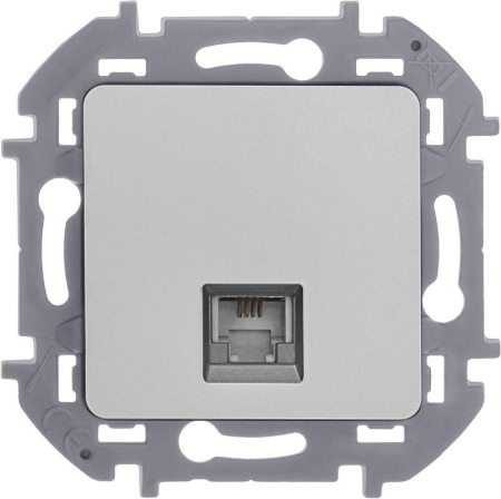Розетка телефонная Inspiria RJ11 механизм алюм. IEK 673822