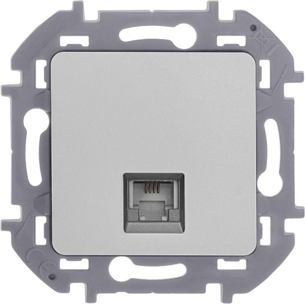 Розетка телефонная Inspiria RJ11 механизм алюм. IEK 673822