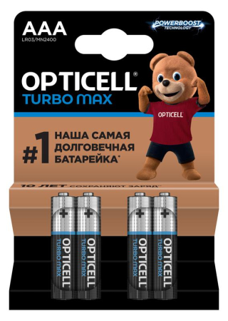 Элемент питания алкалиновый AAA/LR03 (блист. 4шт) Turbo Max Opticell 6053004