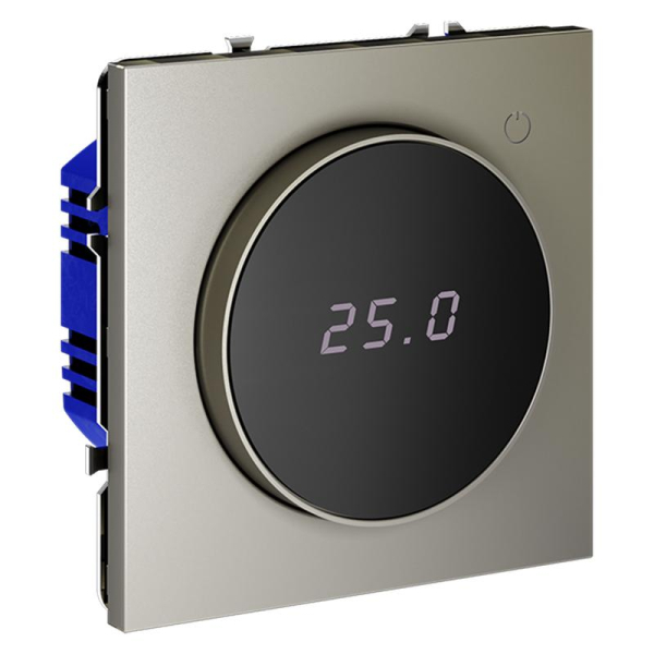 Терморегулятор электронный S70 с индикацией и датчиком для теплого пола механизм шелк Voltum VLS070104