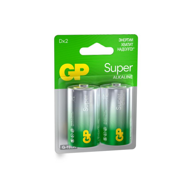 Элемент питания алкалиновый D/LR20 1.5В Super Alkaline G-Tech 13AA21-2CRSBC2 20/160 (блист.2шт) GP 1225