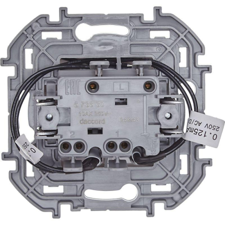 Выключатель 2-кл. Inspiria 10А IP20 250В 10AX с подсветкой/индикацией механизм бел. IEK 673630