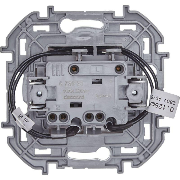 Выключатель 2-кл. Inspiria 10А IP20 250В 10AX с подсветкой/индикацией механизм бел. IEK 673630