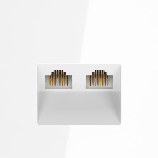 Розетка компьютерная 2-м СП S70 RJ45 + RJ45 кат.6 механизм бел. глянцевый Voltum VLS060201