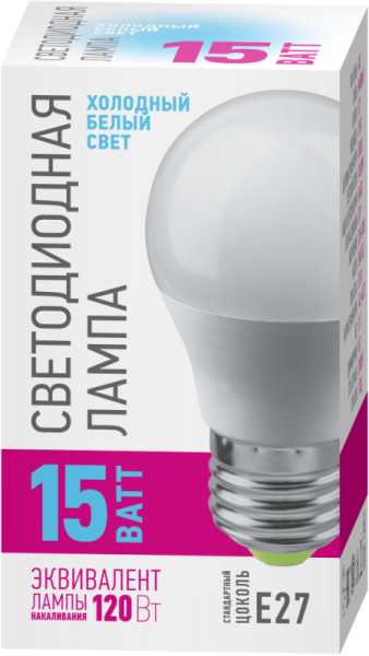 Лампа светодиодная 90 439 OLL-G45-15-230-6.5K-E27-PROMO 15Вт шар 6500К E27 220-240В ОНЛАЙТ 90439