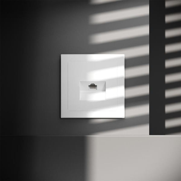 Розетка компьютерная 1-м СП S70 RJ45 кат.6 механизм бел. матов. Voltum VLS060102