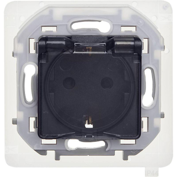 Розетка 1-м СП Inspiria 16А IP44 250В 2P+E защ. шторки с крышкой немецк. стандарт механизм антрацит IEK 673743