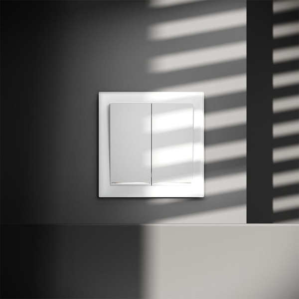 Переключатель проходной 2-кл. СП S70 10А с подсветкой механизм бел. матов. Voltum VLS020402