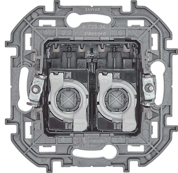 Розетка компьютерная 2-м Inspiria RJ45 кат.5E UTP сл. кость IEK 673836