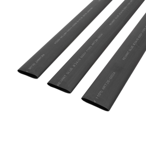 Трубка термоусадочная двустенная клеевая 24/8 (3:1) черн. 1м Rexant 26-0024