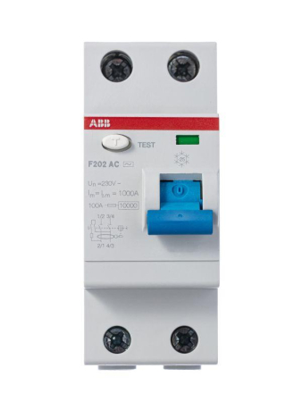 Выключатель дифференциального тока (УЗО) 2п 16А 10мА тип AC F202 ABB 2CSF202001R0160