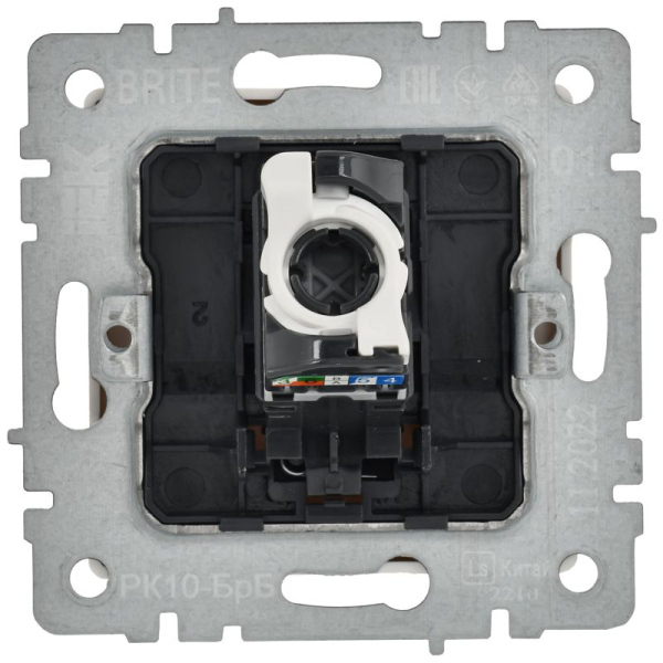 Розетка компьютерная Brite RJ45 кат.5E РК10-БрБ механизм бел. IEK BR-K10-1-K01-PRO