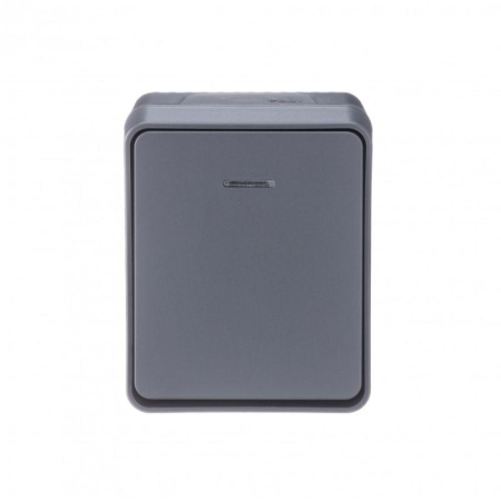 Выключатель 1-кл. ОП AtlasDesign PROFI IP54 10AX с подсветкой антрацит SE ATN544013