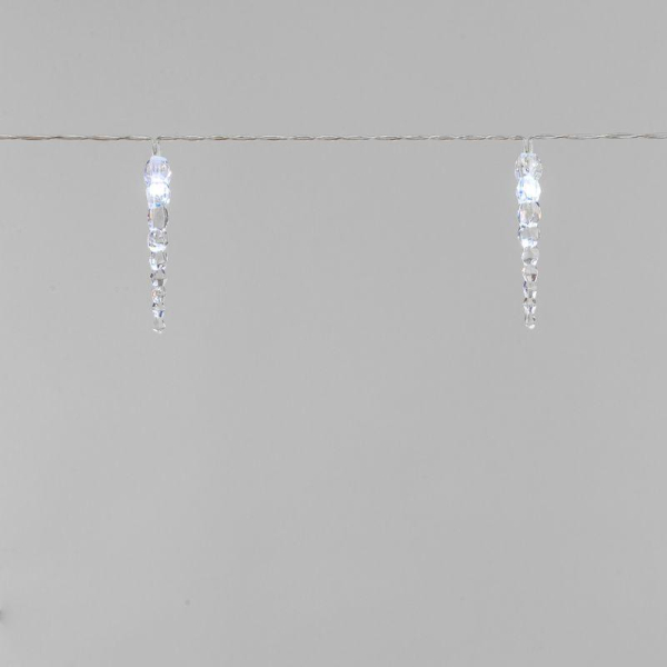 Гирлянда светодиодная "Сосульки" 1.5м 10LED бел. 0.1Вт IP20 провод ПВХ прозр. элементы питания 2хAA (не в компл.) Neon-Night 303-094