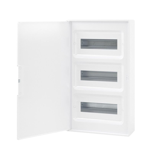 Щиток настенный Фрейм (FRAME) 36мод. с бел. дверцей с 4 шинами PEN (2шт на 8 отверст. и 2шт на 10 отверст.) бел. DKC F36W1WW