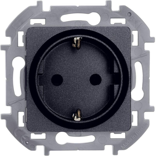Розетка 1-м СП Inspiria 16А IP20 250В 2P+E защ. шторки немецк. стандарт механизм антрацит IEK 673733